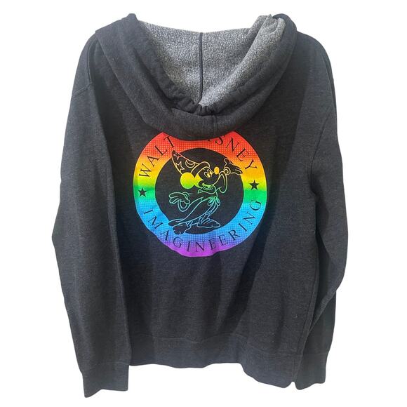 RARE Walt Disney Imagineering WDI Sorcerer Mickey Rainbow Logo Hoodie MOG Large - Picture 9 of 9